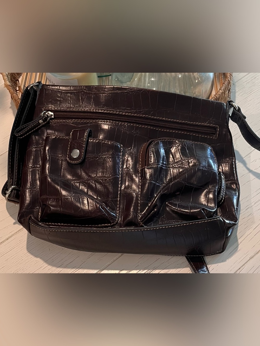 Relic | Bags | Relic Dark Brown Crocembossed Shoulder Bag | Poshmark